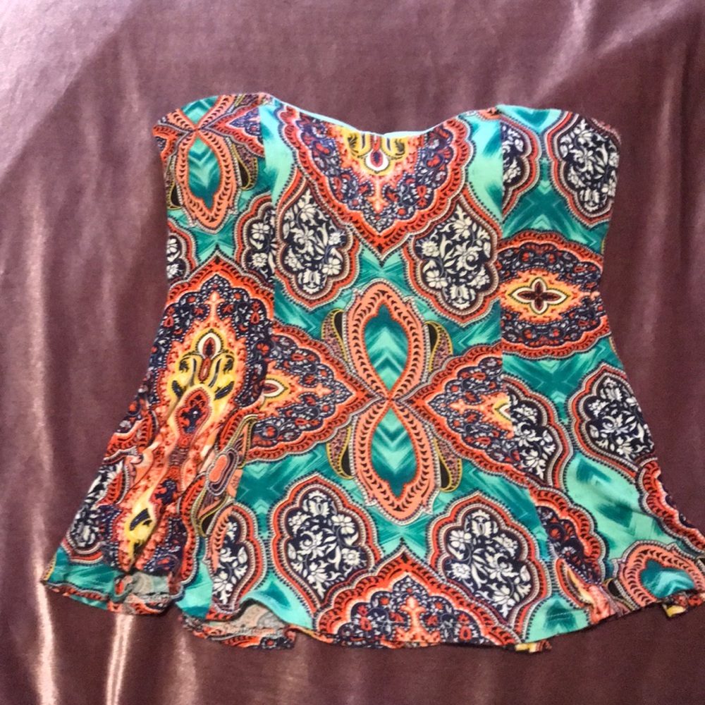 Boho printed tube top